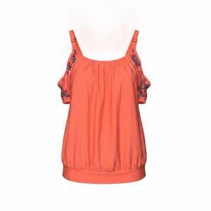 ZeroXposur Womens Ruched Coral Tankini Top with Floral Accents Large